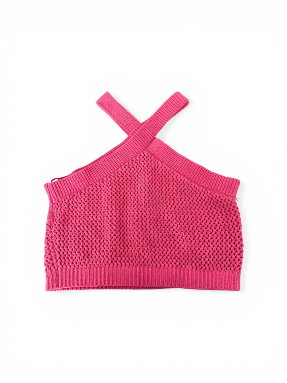 Zara Pink Knit Halter Crop Top – Size Small – Y2K Summer Top